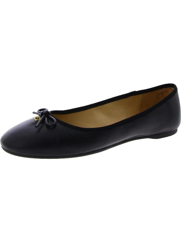 Flats with wide straps for a contemporary lookStylish flats with extra cushioning for comfortAbigail Ballet Womens Leather Bow Ballet Flats