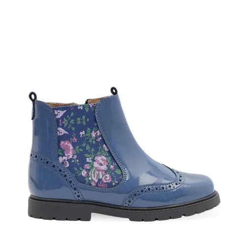 Boots with adjustable heel height for customized comfortStart-Rite Chelsea 1724_2 Girls Dusty Blue Patent Chelsea Boots