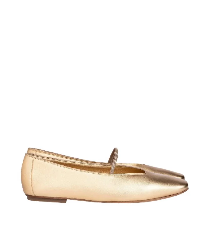 Trendy flats with faux croc leather for a bold statementStylish flats for a sophisticated edgeWomen's Tila Metallic Leather Ballerina Flats In Gold