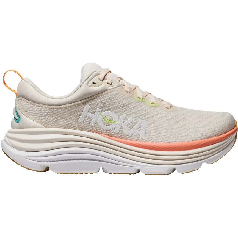 shoes for running with heel support for flat feetWomen's Hoka Gaviota 5 Vanilla/Eggnog Mesh