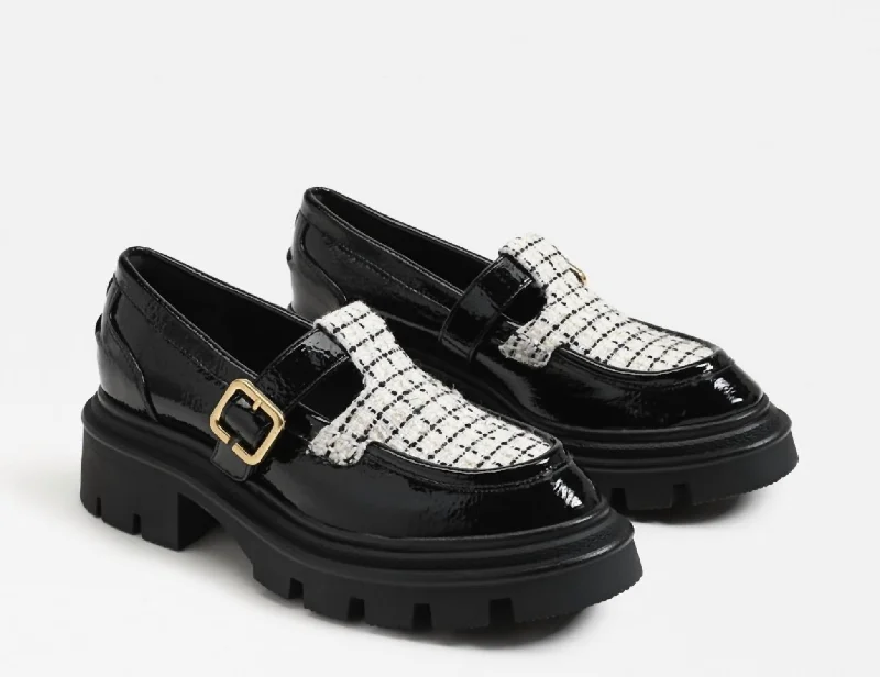 loafers for women with stylish tassels for added flair-Payson Buckle Loafer In Black & White