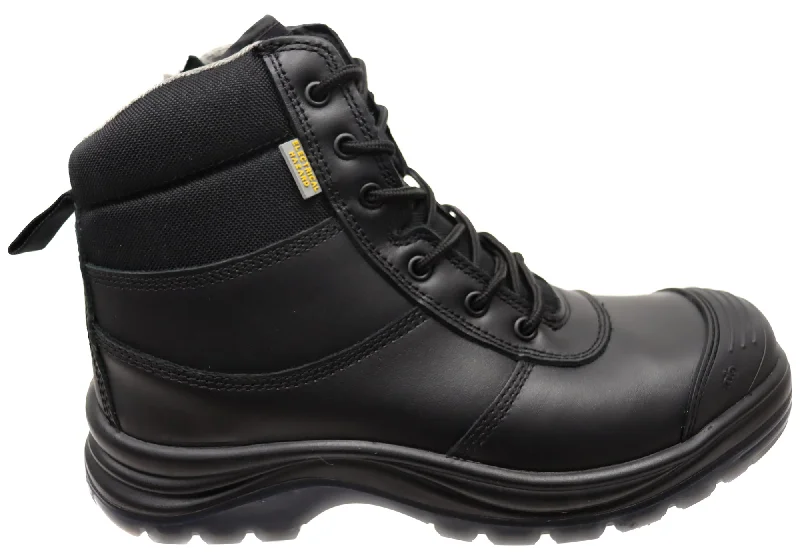 Boots with a rounded toe for comfort and styleKingGee Black Mens Tradie Zip Lace Composite Safety Work Boots