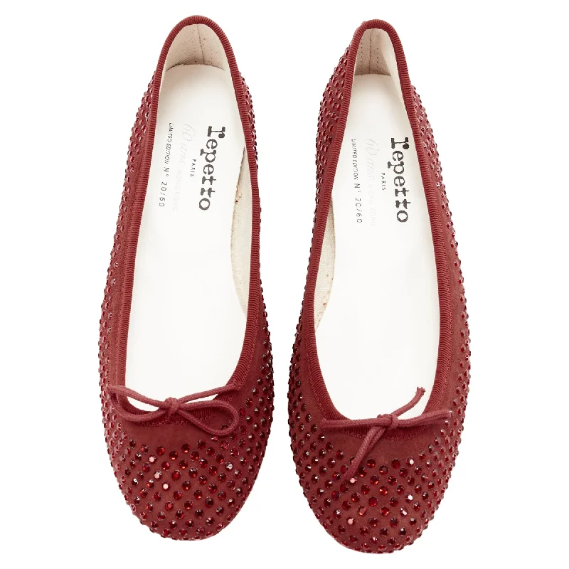 Flats with a distinctive pointed toe for a chic, stylish lookComfortable flats with cushioning for added supportRepetto Anniversary Limited Edition crystal suede ballet flats