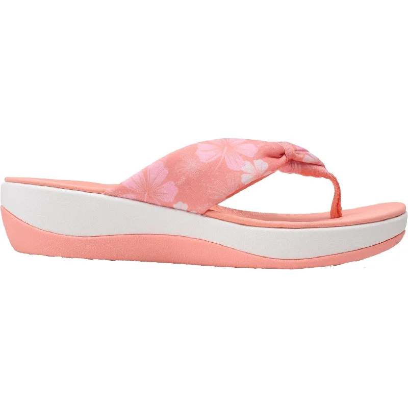 sandals for beachside adventuresWomen's Clarks Cloudsteppers Arla Glison Dark Peach/White Fabric