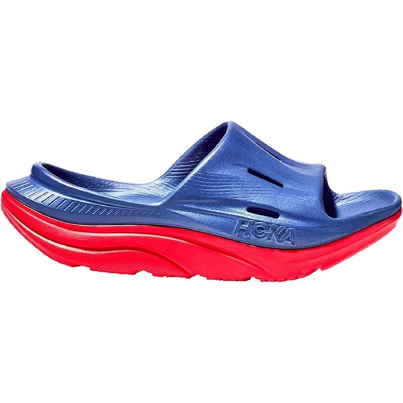 sandals for a laid-back lookUnisex Hoka Ora Recovery Slide 3 Bellwether Blue/Red EVA