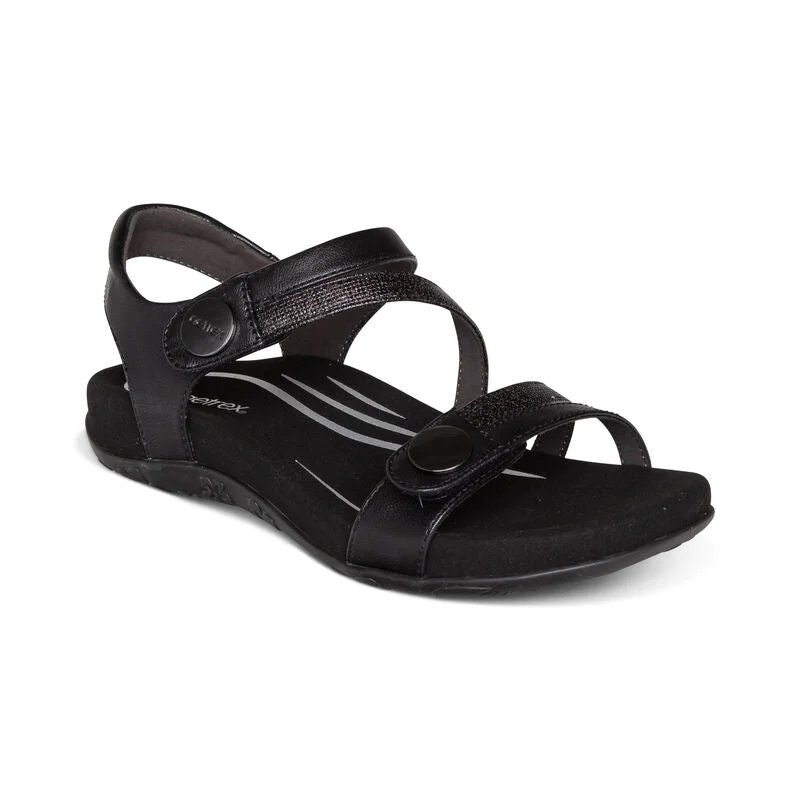 sandals for quick beach walksJess Adjustable Quarter Strap Sandal Black