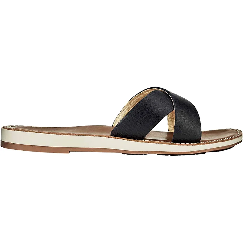 sandals with fashionable embellishmentsWomen's OluKai Ke'a Black Leather