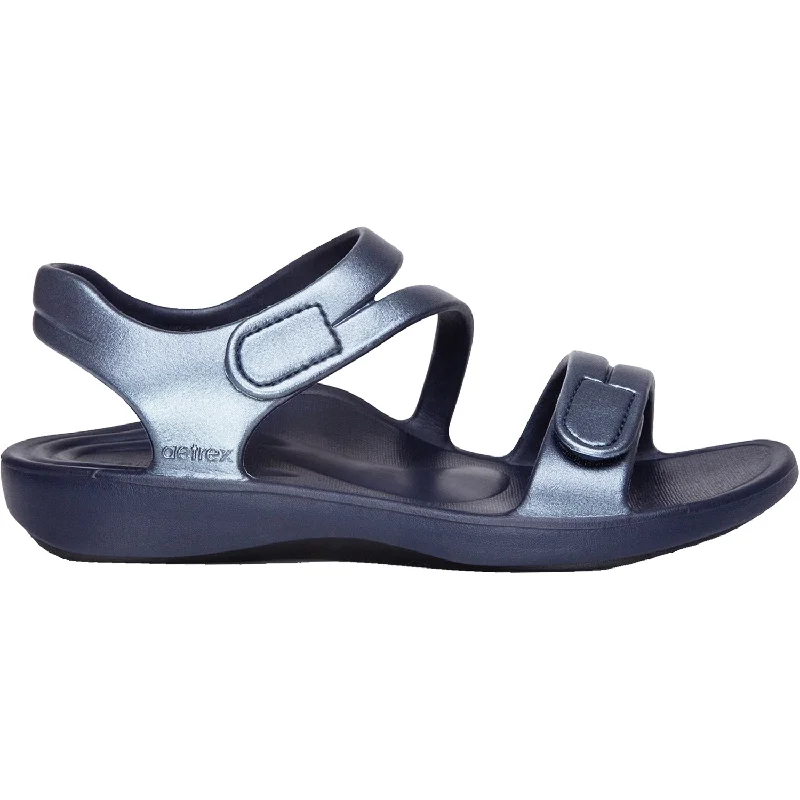 sandals for beach barbecuesWomen's Aetrex Jillian Sport Shimmer Navy EVA