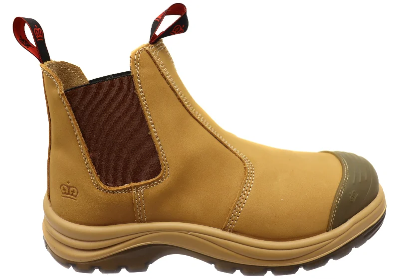 Stylish boots with sleek metal zippers for added styleKingGee Mens Tradie Gusset Steel Cap Safety Boots With Scuff Cap