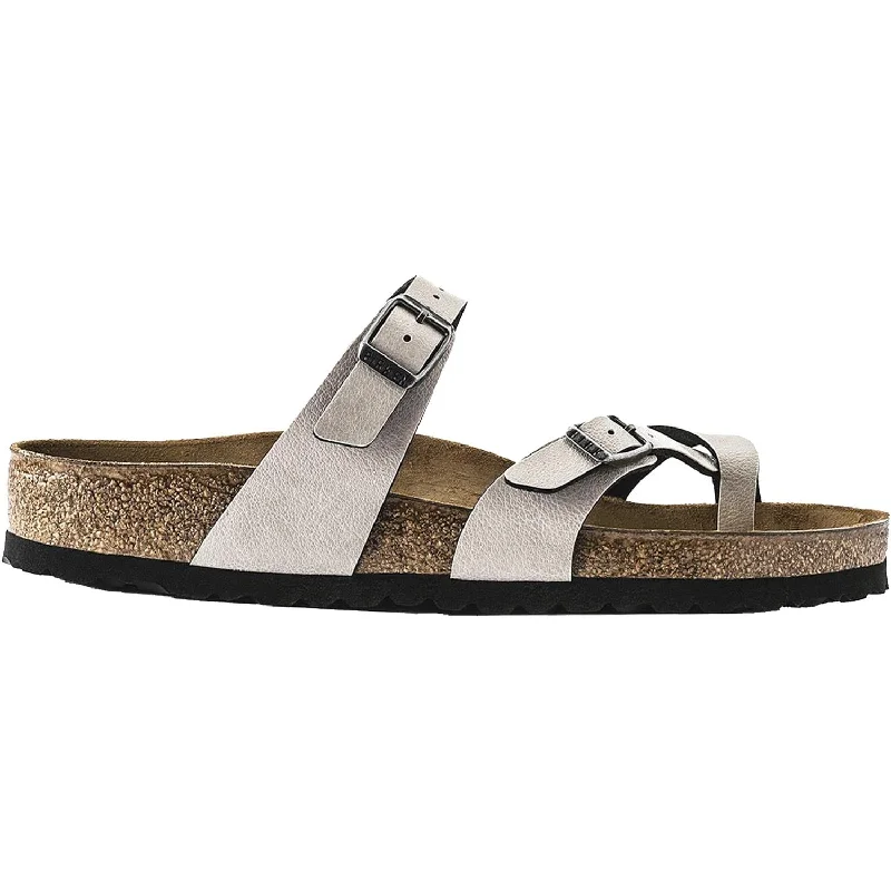 sandals for hot weather vacationsWomen's Birkenstock Mayari Stone Birko-Flor Pull Up