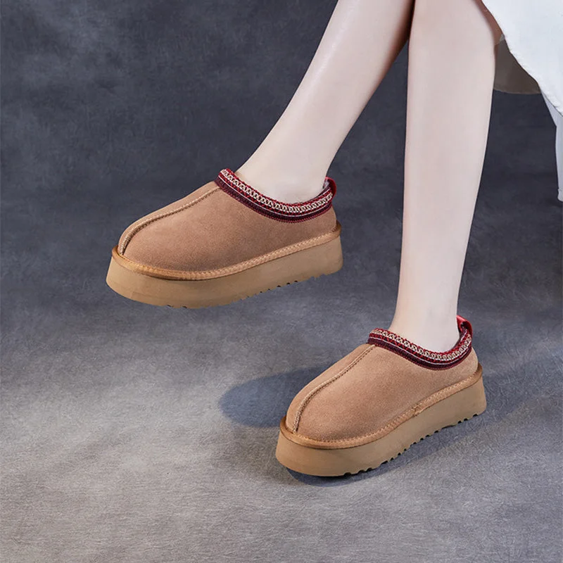 casual shoes with toe protection for outdoor activitiesWomen Minimalism Suede Furred Casual Shoes