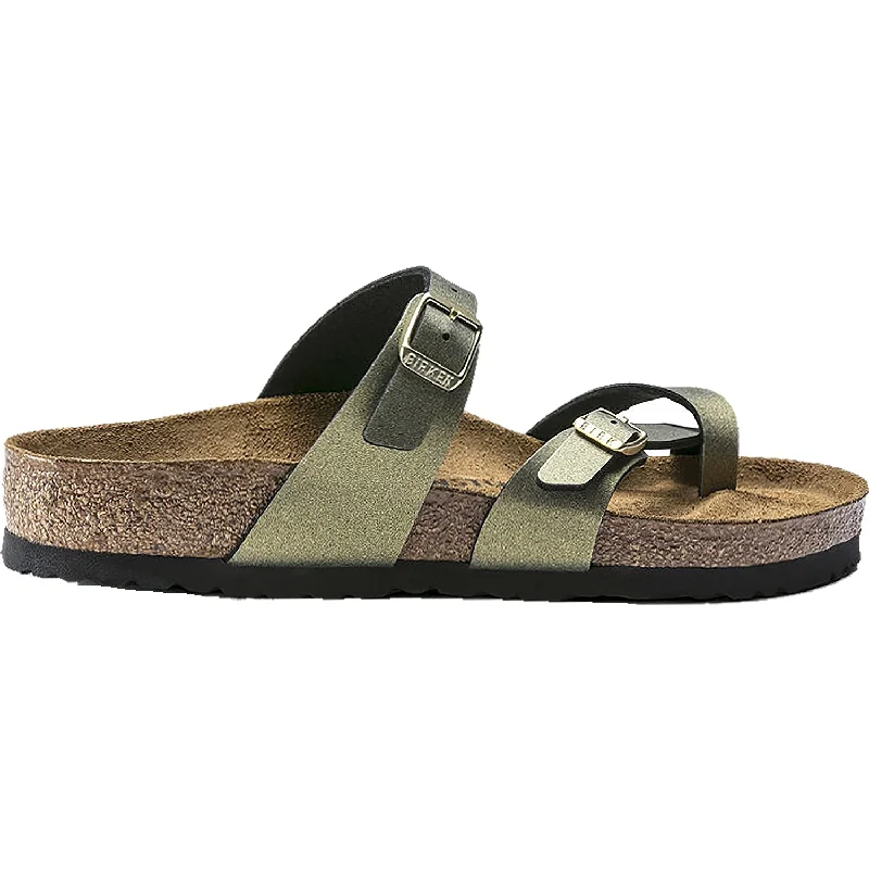 sandals for stylish summer looksWomen's Birkenstock Mayari Icy Metallic Stone Gold Birko-Flor