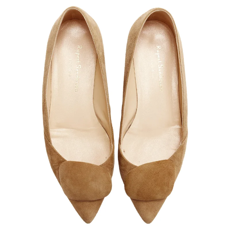 Comfortable flats with cushioned arch support for all-day wearStylish flats for effortless chicRupert Sanderson Aga sand suede square flats