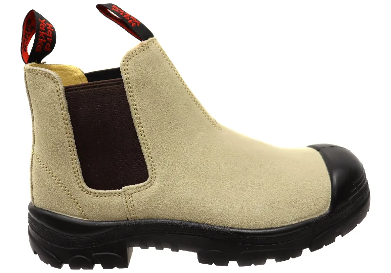 Trendy boots with oversized buckles for a unique lookHard Yakka Mens Leather Grit Pull On Steel Toe Safety Boots