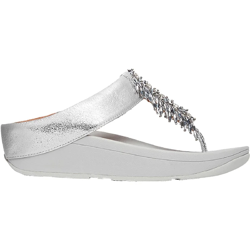 sandals for tropical beach vacationsWomen's Fit Flop Velma Adorn Toe-Thong Silver Synthetic