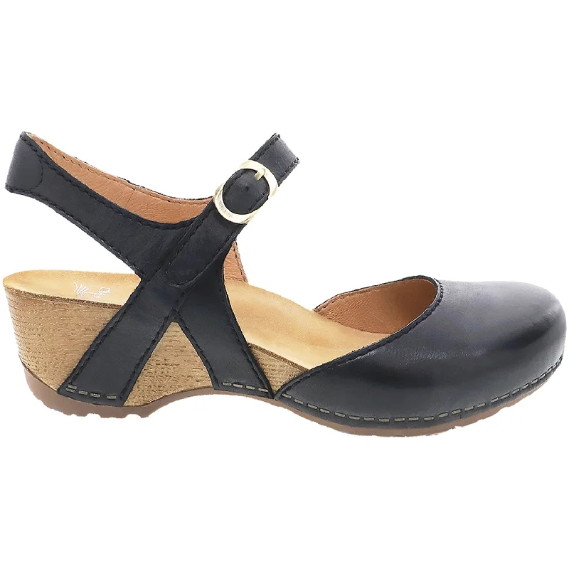 sandals with high arch supportWomen's Dansko Tiffani Black Milled Burnished Leather