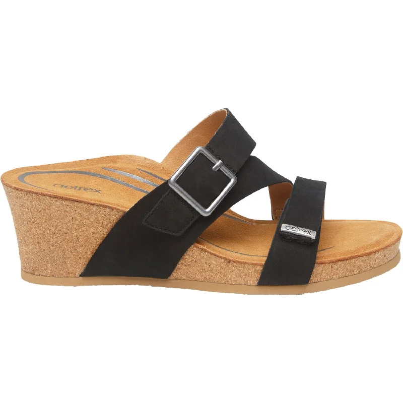 sandals for hot summer hikesWomen's Aetrex Kimmy Black Leather