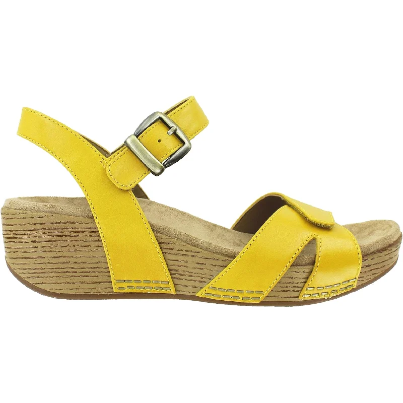 sandals for easy slip-on beach wearWomen's Dansko Laurie Yellow Burnished Calf Leather