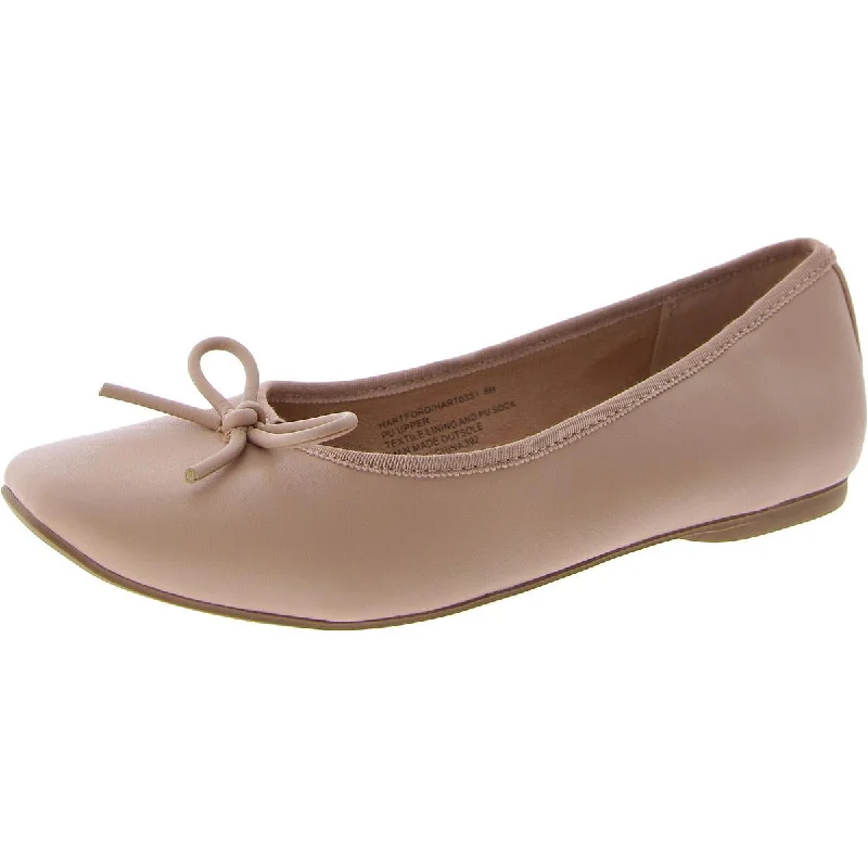 Flats with a round toe and bow detail for a playful styleFlats for women with soft, leather uppersHartford Womens Faux Leather Flat Ballet Flats