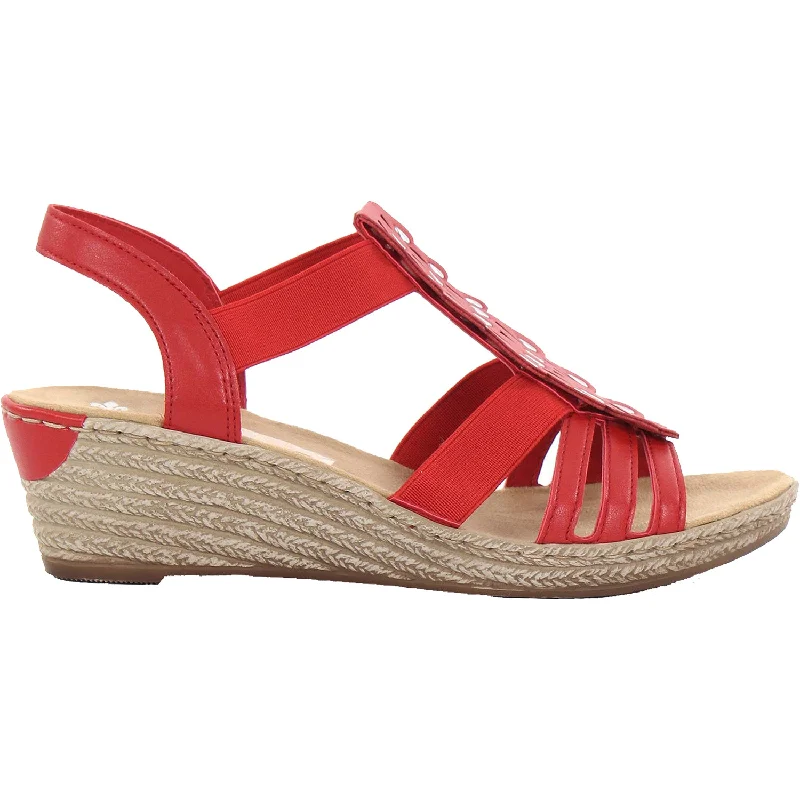 sandals with stylish embellishmentsWomen's Rieker 62436-33 Fanni 36 Red Synthetic