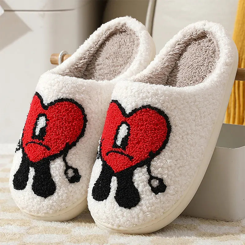 slippers for keeping feet warmcasual slippers for men -Love Heart Fluffy fur Slippers