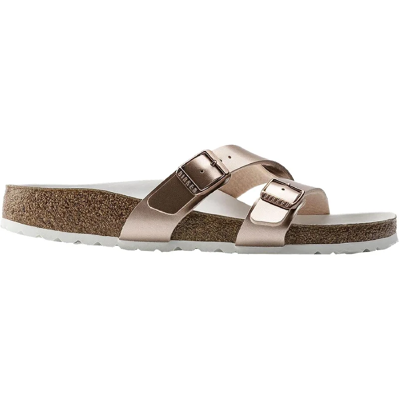 best sandals for walkingWomen's Birkenstock Yao Hex Metallic Copper Birko-Flor