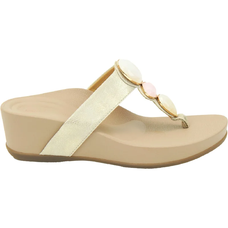 affordable stylish sandals for summerWomen's Aetrex Alyse Light Gold Leather