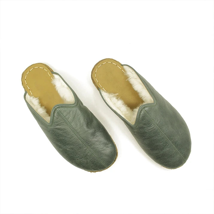 slippers for a cozy indoor experienceslippers for women for wearing around the house -Men's Sheepskin Slippers Green