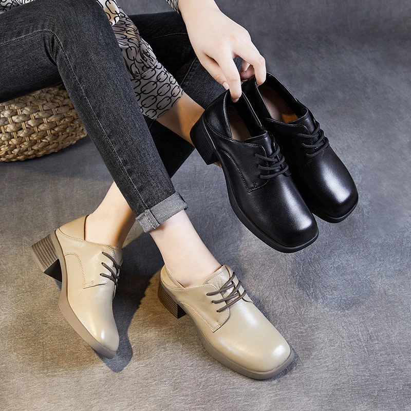 casual shoes with quilted design for a luxe feelWomen Minimalism Soft Sheepskin Chunky Heel Casual Shoes