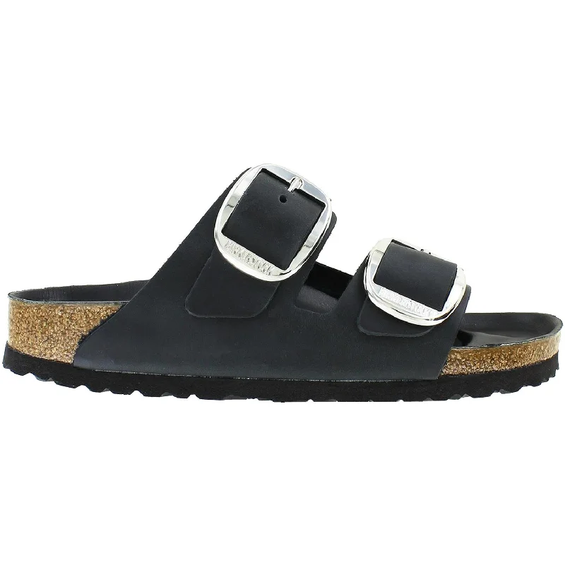 sandals for walking in hot weatherWomen's Birkenstock Arizona Big Buckle Black Oiled Leather