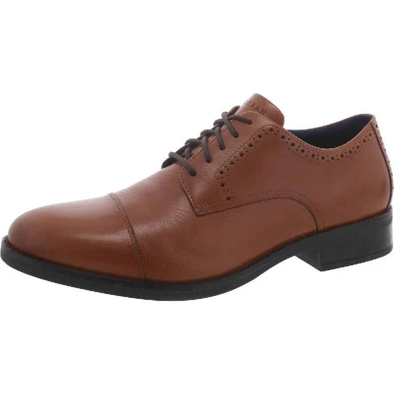 Cole Haan Mens Faux Leather Lace-Up Oxfords