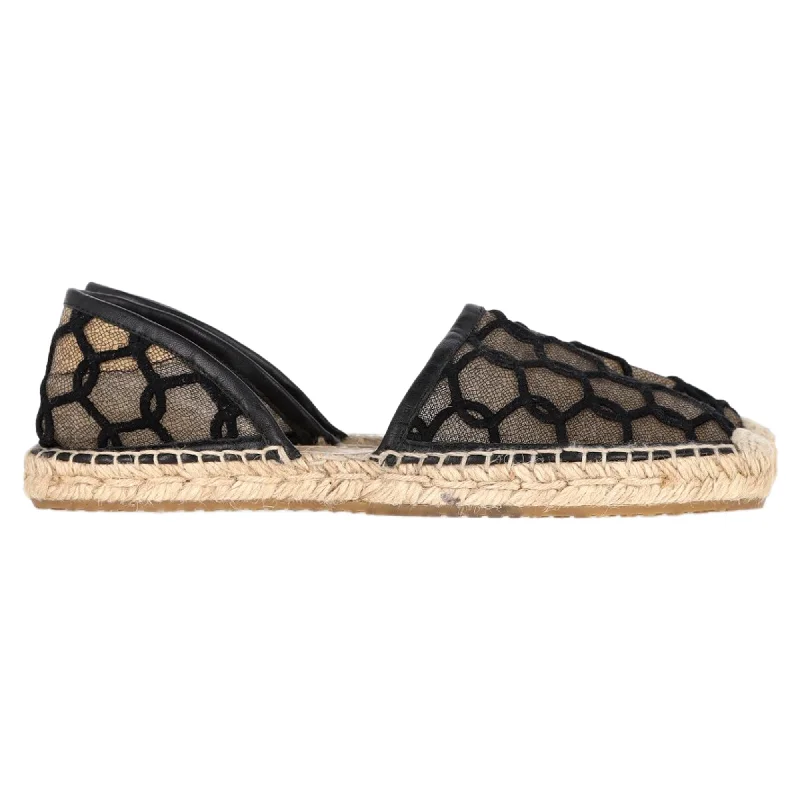 Comfortable flats with adjustable ankle straps for a secure fitComfortable flats for casual and active daysJimmy Choo D'Orsay Mesh Accent Espadrille Ballet Flats in Black Leather