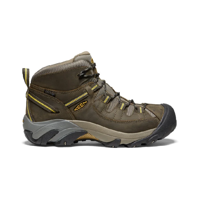 Comfortable boots with soft faux fur for added warmthMen's Targhee II Mid Waterproof Hiking Boots  |  Black Olive/Yellow