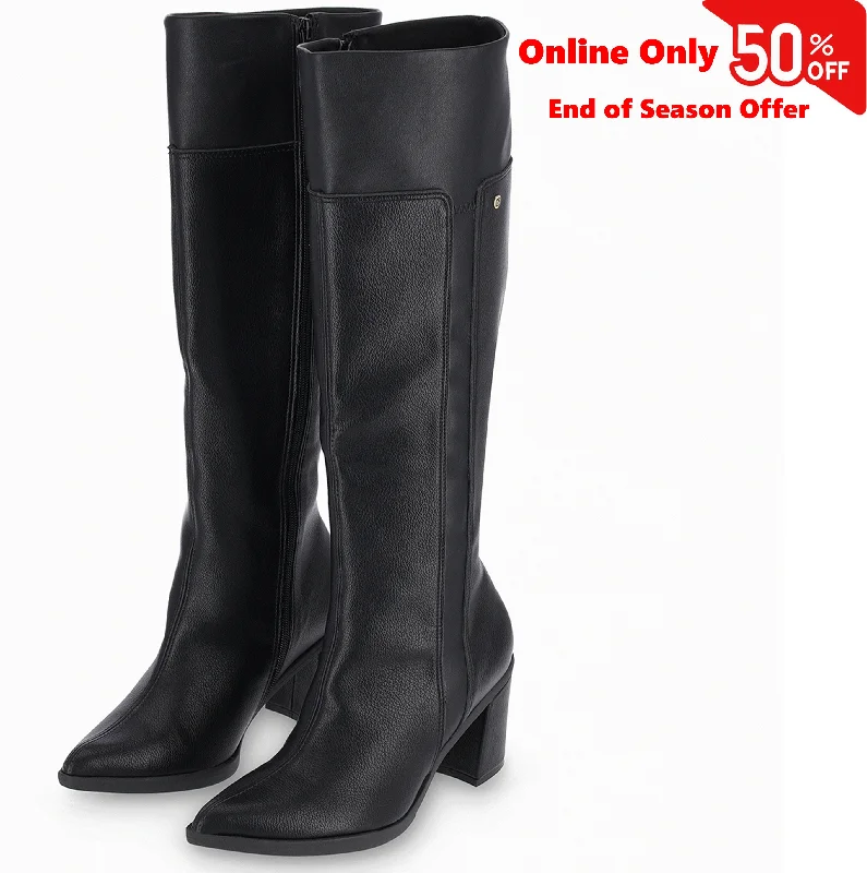 Boots with a side zipper for easy wear and removalBlack Long Boots for Women (755.008)