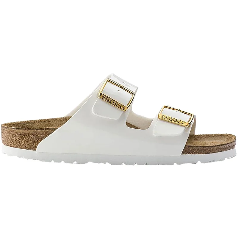 sandals for long coastal walksWomen's Birkenstock Arizona White Patent Leather