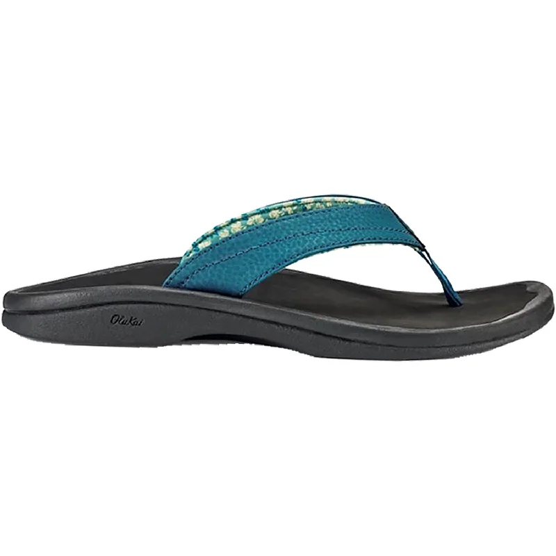 sandals for enjoying hot weatherWomen's OluKai Ohana Teal/Black Synthetic