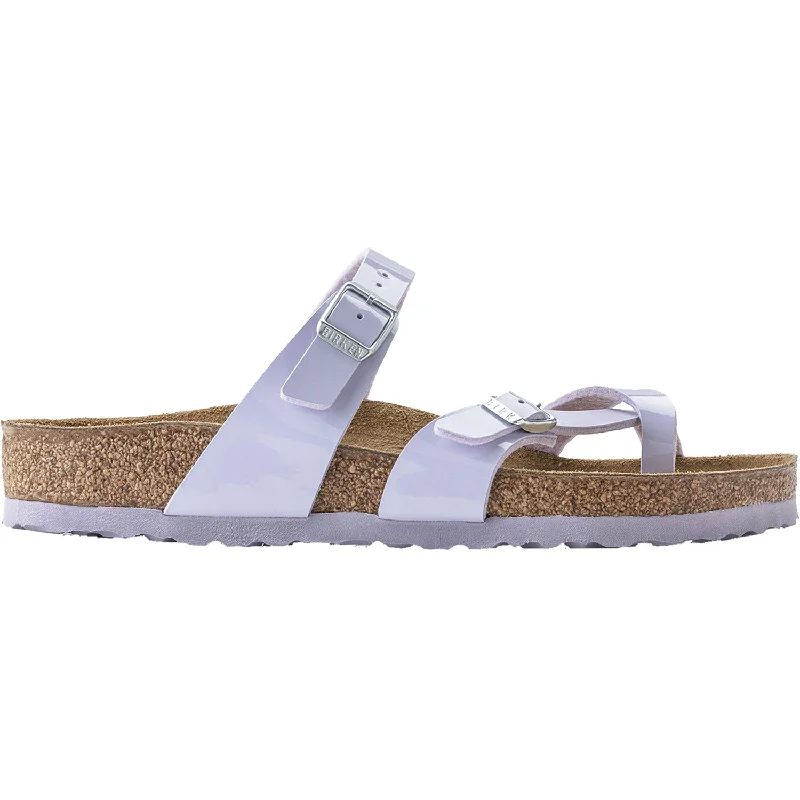 sandals for beach fun with kidsWomen's Birkenstock Mayari Purple Frog Birko-Flor Patent