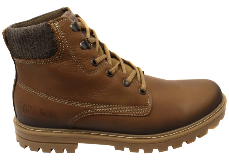 Boots with a side zipper for easy wear and removalPegada Hummer Mens Comfortable Leather Lace Up Boots Made In Brazil