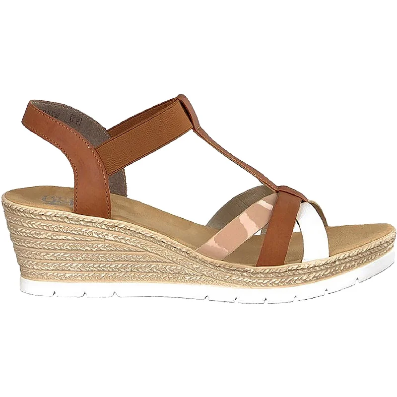 sandals for walking around the cityWomen's Rieker 61995-81 Bianco/Cayenne Synthetic