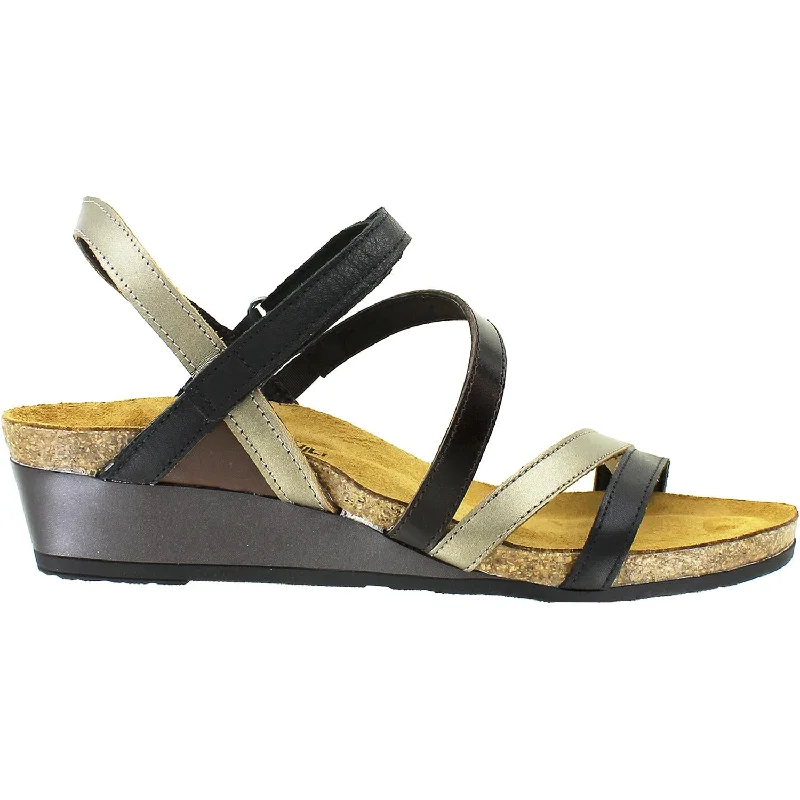 sandals for long beach daysWomen's Naot Hero Black/Pewter/Walnut Leather