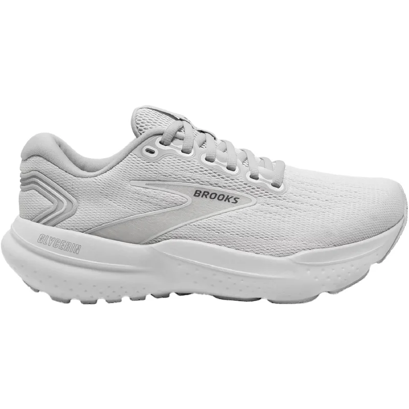 athletic shoes for women with gel cushioning for impactWomen's Brooks Glycerin 21 White/White/Grey Mesh