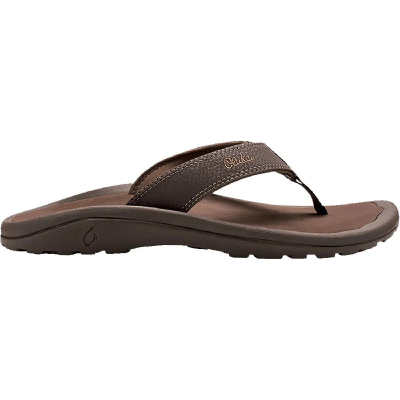 sandals for casual chic beach outingsMen's OluKai Ohana Dark Java/Ray Synthetic Leather