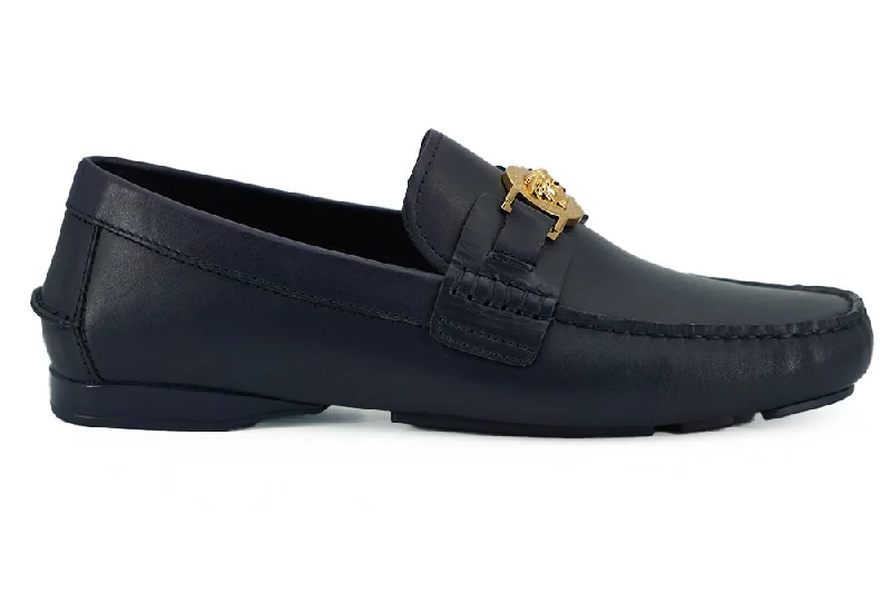 loafers for men with casual style for relaxed days-Versace Calf Leather Loafers Men's Shoes