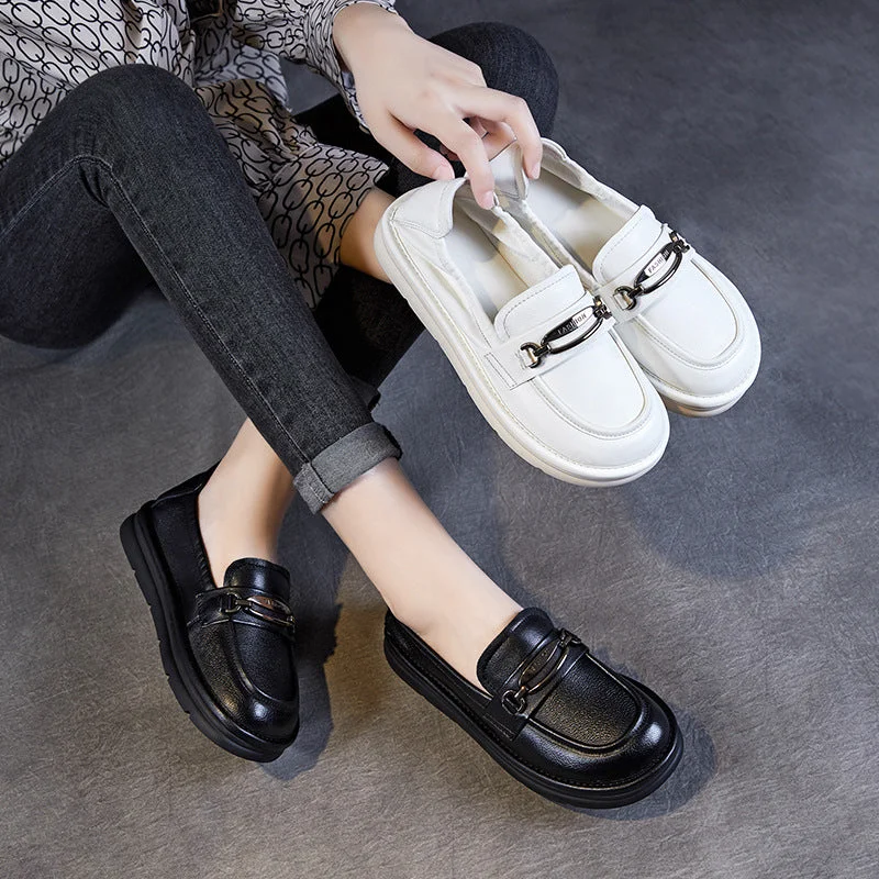 casual shoes with lightweight and flexible designWomen Retro Soft Leather Flat Casual Shoes