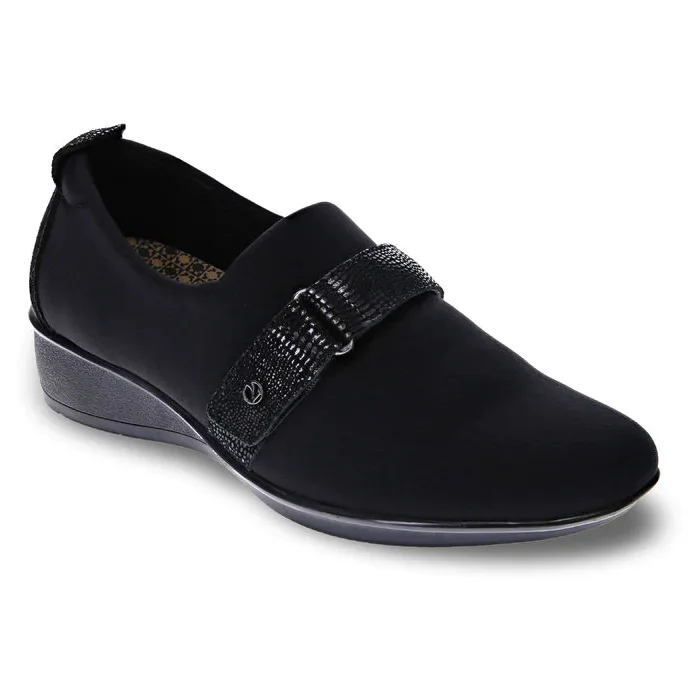 loafers for women with comfortable cushioning for all-day use-Revere Genoa Black Stretch Loafer (Women's)