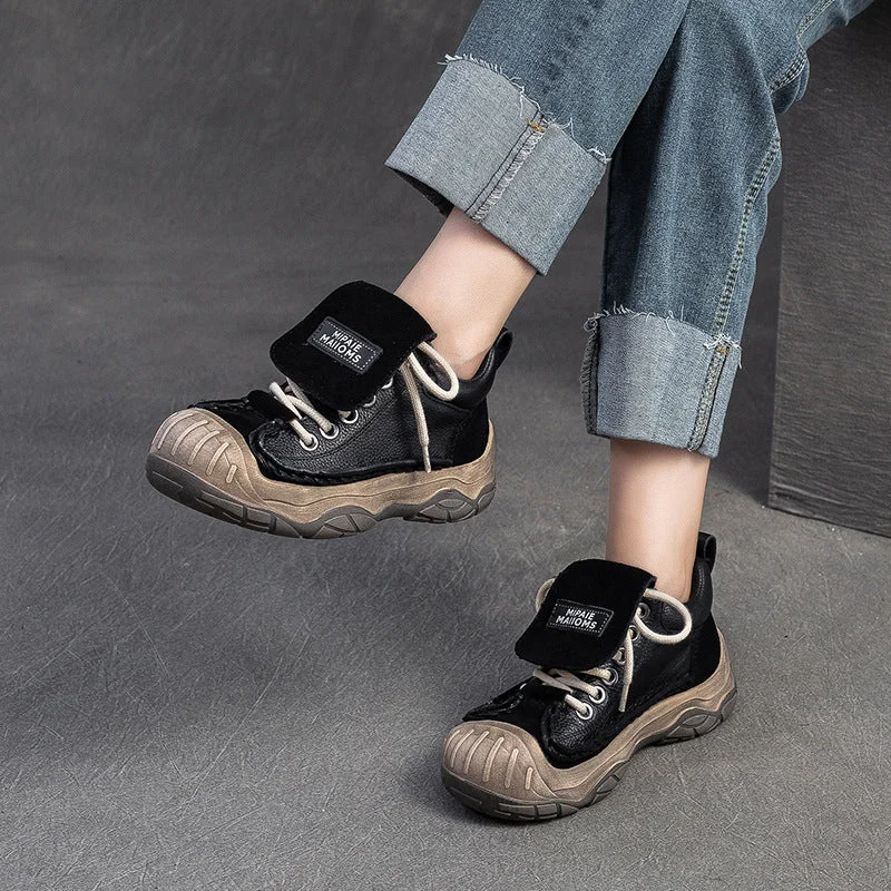 casual shoes with waterproof design for rainy weatherWomen Retro Cute Leather Casual Shoes