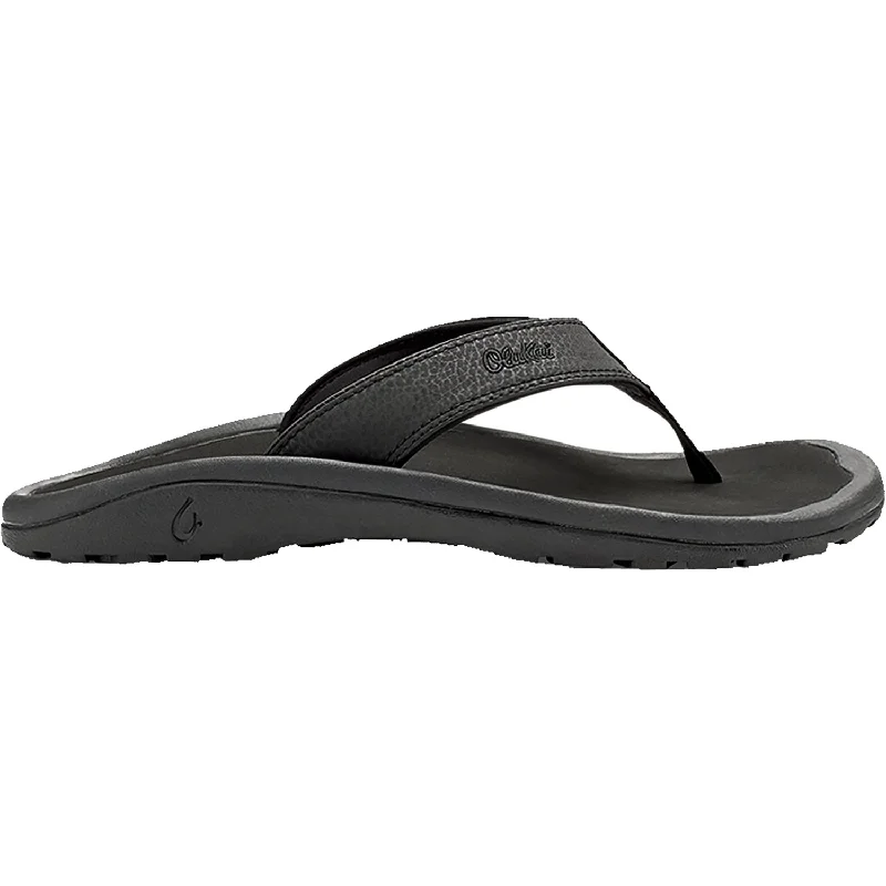 sandals for relaxed beach livingMen's OluKai Ohana Black Synthetic Leather