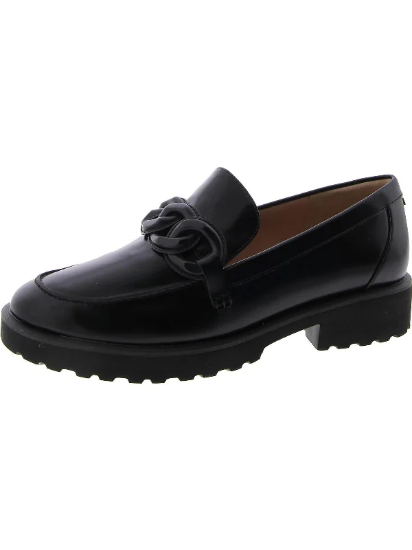 loafers for men with smooth leather exterior for a polished finish-Womens Faux Leather Round toe Loafers