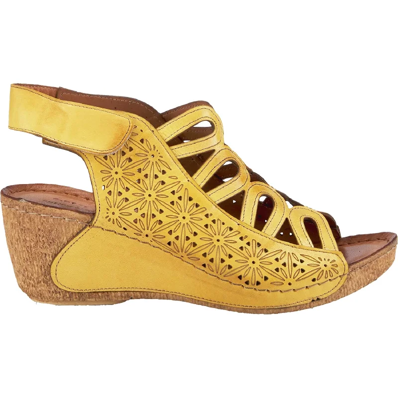 sandals for sporty looksWomen's Spring Step Inocencia Yellow Leather