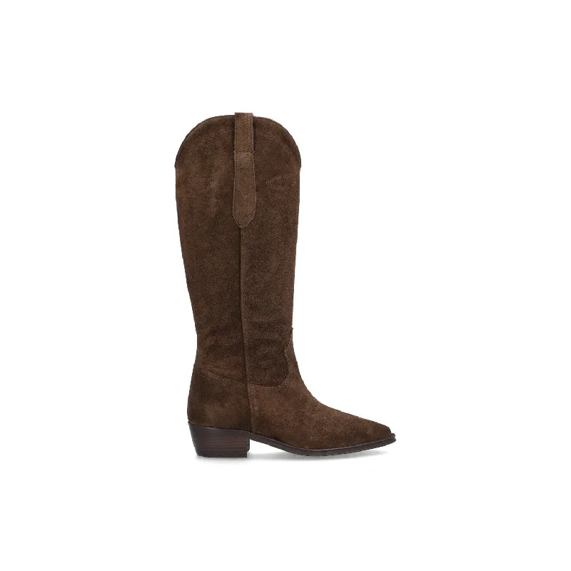 Fashion-forward boots with bold designsAlpe Cecile 22121133 Ladies Spanish Brown Suede Slip On Knee High Boots